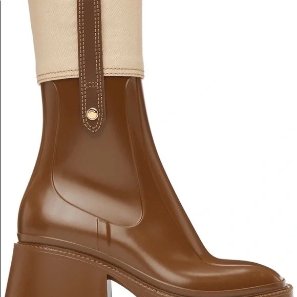 Chloé Brown Tall Rain Boots - Picture 3 of 11